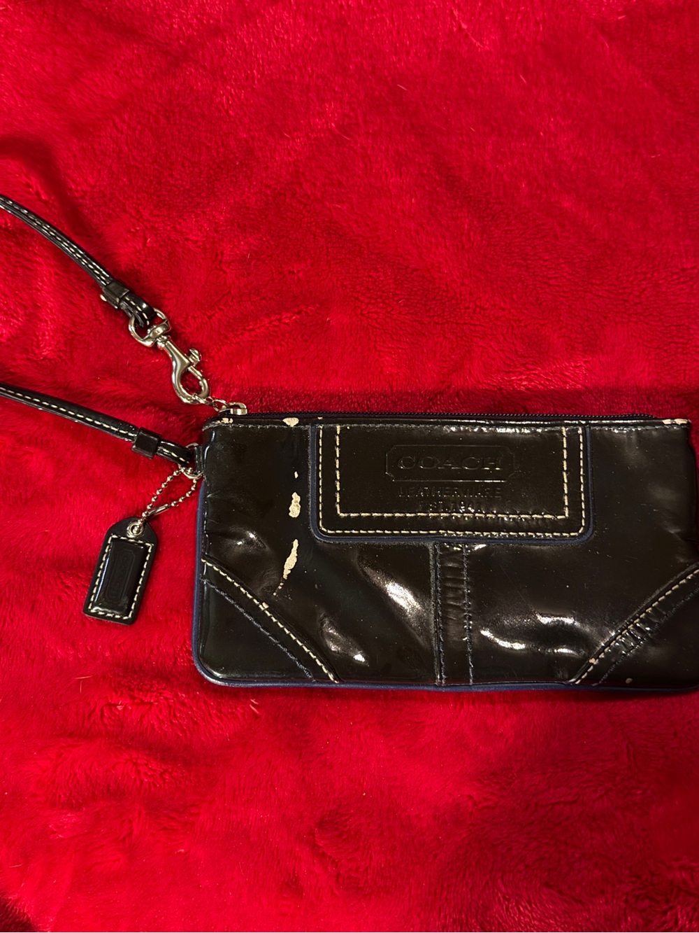 COACH Vintage Black Patent Leather Wristlet Clutch Pouch